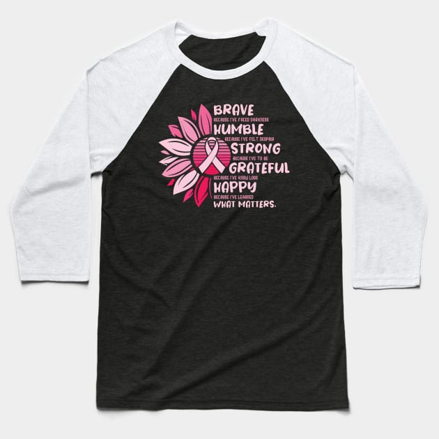 Be Brave Breast Cancer Awareness Month Baseball T-Shirt by crazytz